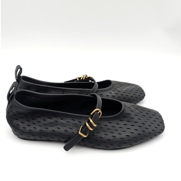 Rag & Bone Spire Perforated Mary Jane Flat Women's Black Leather Size US8.5 EU39 - Picture 3 of 13
